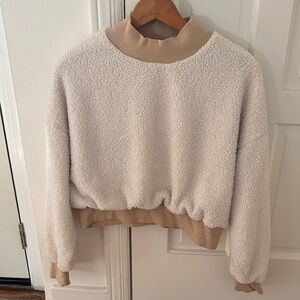 Fabletics Cream and Tan Sherpa Pullover